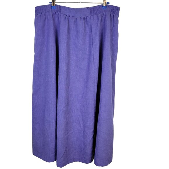 Vintage 70s Midi Skirt Women Plus Size 16 Purple Button Front A-line Formal Fall - Picture 9 of 14